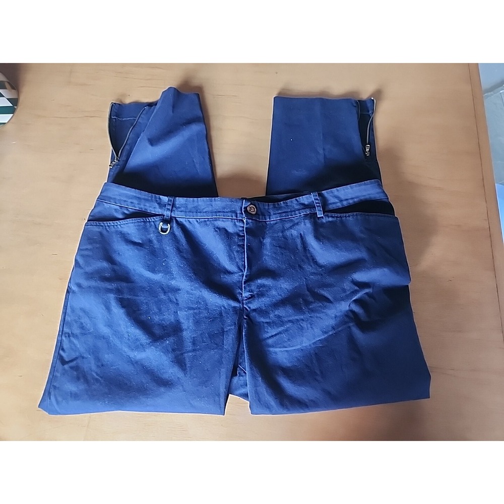 Lauren Ralph Lauren Women's 18W Pants Navy Cotton Ankle Zipped